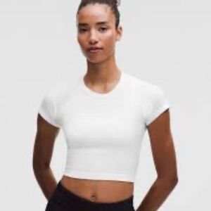 Like New Lululemon Swiftly Tech Cropped Short-Sleeve Shirt 2.0 White Sz 12